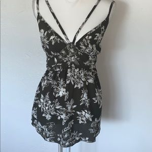 Green and white floral top